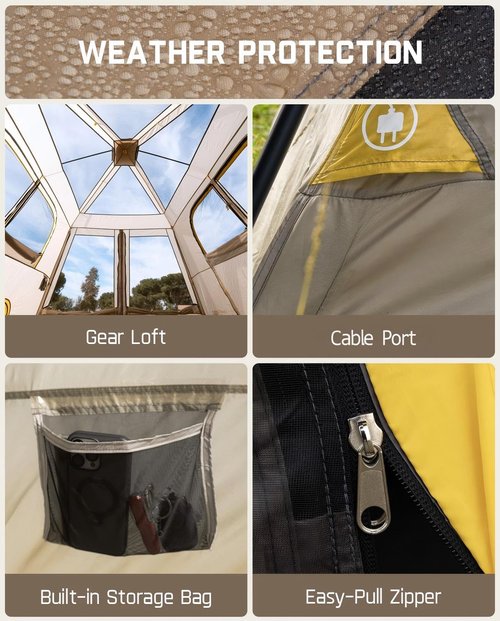 FanttikOutdoor Zeta C10 Air Camping Tent, Lightweight 10 Person Instant Cabin Tent Setup in 60s, 20% Lighter, Ultralight with Carry Bag for Family Camping & Hiking, Upgraded Ventilation