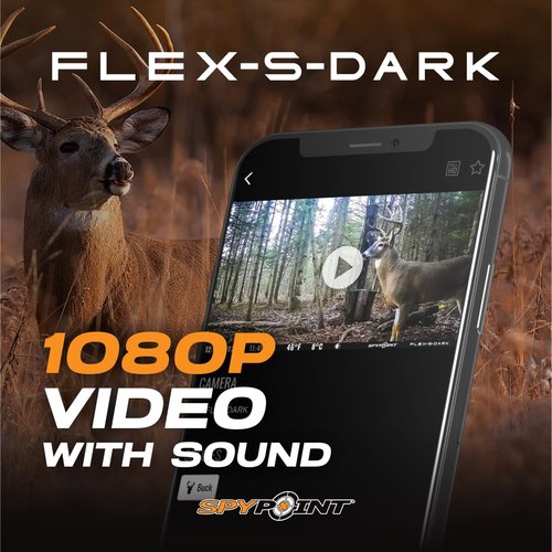 SPYPOINT Flex-S-Dark Solar Cellular Trail Camera ??Built-in Solar Panel, 40MP Photos, 1080p Videos + Sound, No-Glow Game Camera, Night Vision, Motion Activated Trail Cam