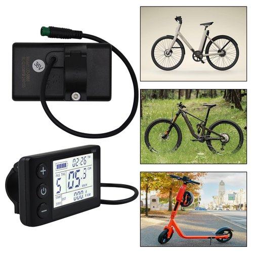 S866 Electric Bicycle LCD Display Meter, 24V 36V 48V Ebike LCD Display Control Panel Wireless Bicycle Speedometer Odometer for Electric Scooter Electric Bike Modification for 22.2mm Handlebars