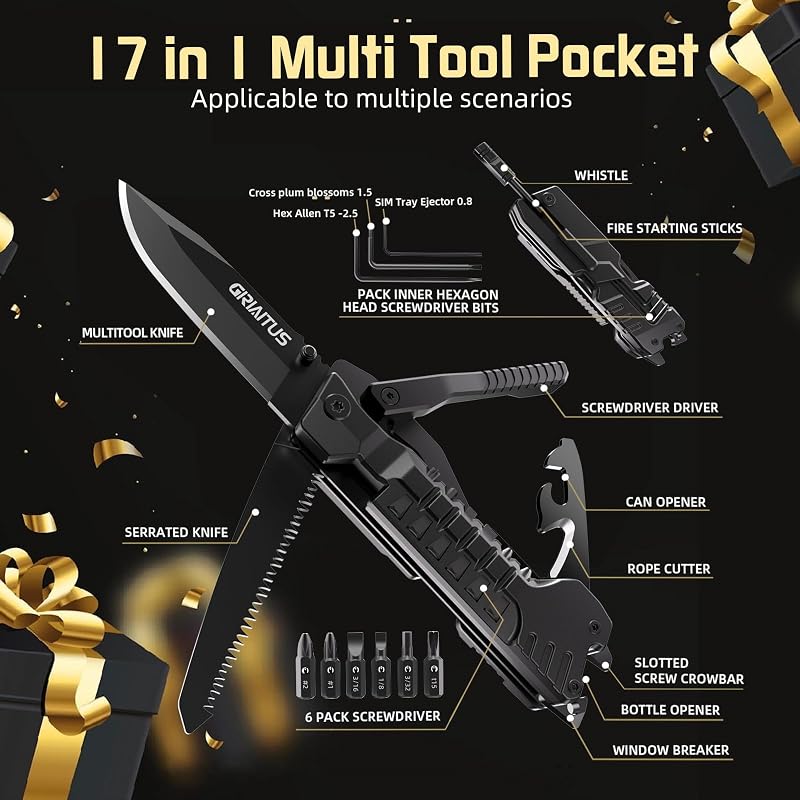 17-in-1 Multitool Knife - EDC Pocket Knife for Camping & Outdoor Use
