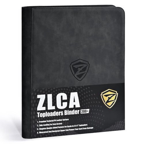 ZLCA Toploader Card Binder, 9-Pocket Trading Card Album Holder fits for 3 x 4'' Top Loader, Double-sided Card Display Storage Carrying Case, Plastic Pages for Holding PTCG MTG Sports Cards (Black)