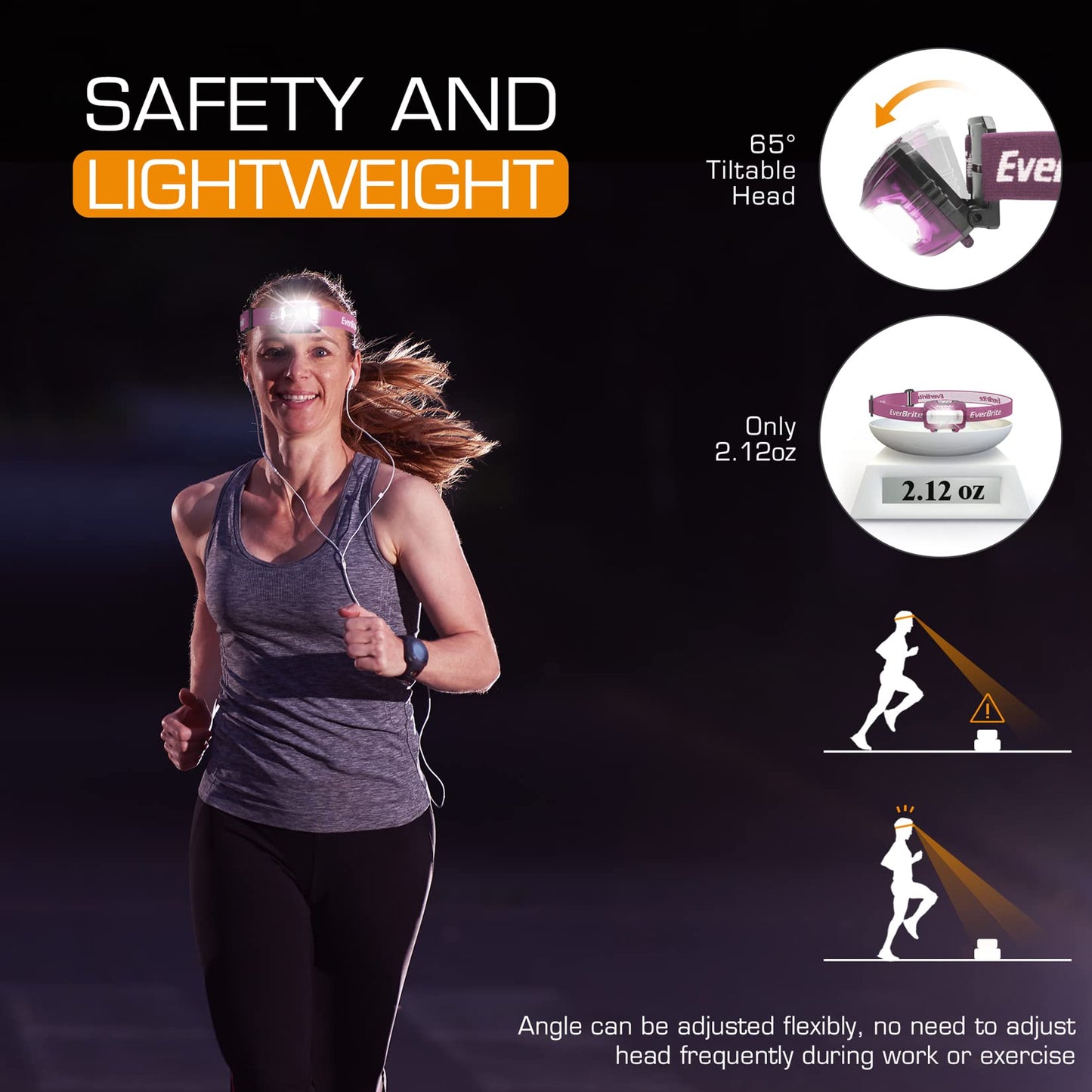 EverBrite Headlamp, 2 Pack Kids Headlamp with Red Light and Memory Function, Head Lamp for Adults and Kids with 5 Modes, Bright Headlamps for Camping, Running, Christmas Gifts, Batteries Included