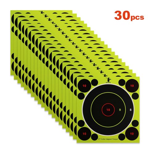 GearOZ 3 Colors Splatter Shooting Target Paper, 30 Sheets 8" Instant Shoot See Target with Red Bullseye, Self Adhesive Paper for Shooting Range & Practice, Airsoft, Pellet Gun, Rifles, BB Gun