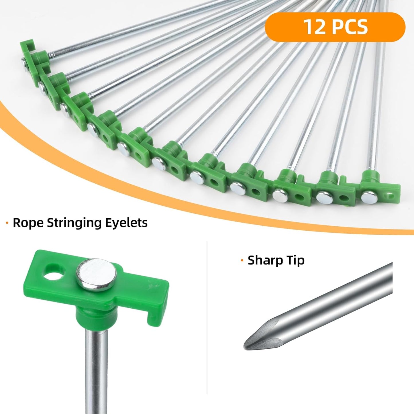 12PCS Tent Stakes Heavy Duty Camping Stakes,AVOFOREST 7.1Inch Non-Rust Metal Tent Pegs Ground Stakes Tent Spikes Camping,Hiking Orange