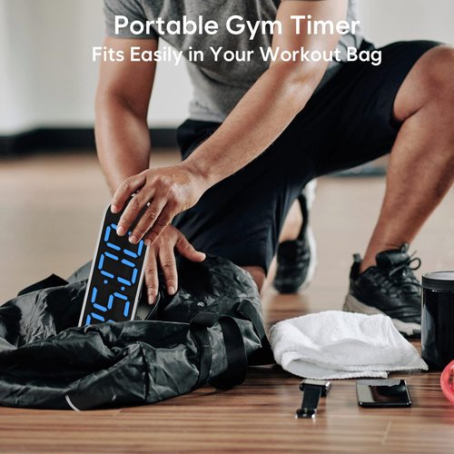 Portable Gym Timer Clock - Small Workout Interval Timer with Strong Magnet, Gym Clocks for Home Gym/Garage/Boxing/Fitness