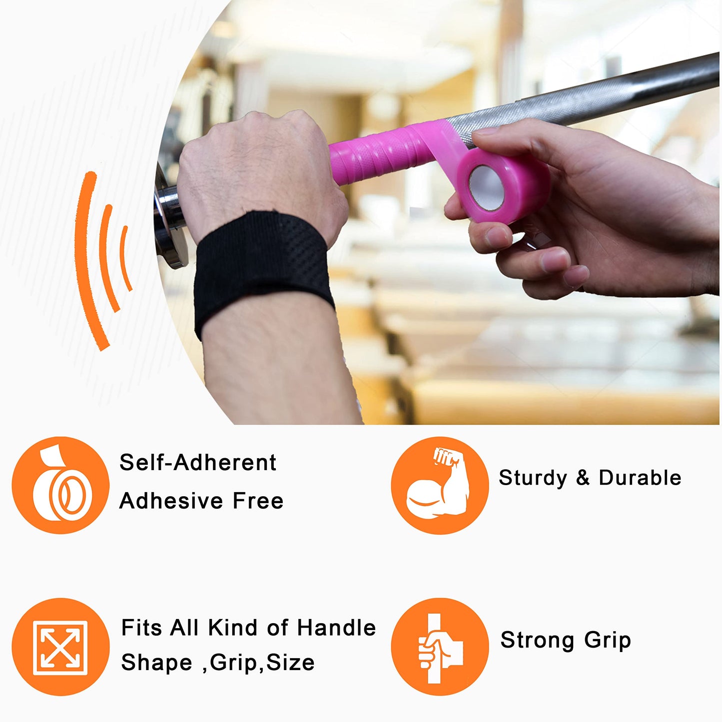 Autrends Self Fusing Silicone Tape 1Inch X 36Ft, Silicone Tape for Pull Up Bar, Handlebar Tape for Sport, Silicone Grip Tape, Rubber Tape Thick for Handles, Repair Tape,Pink