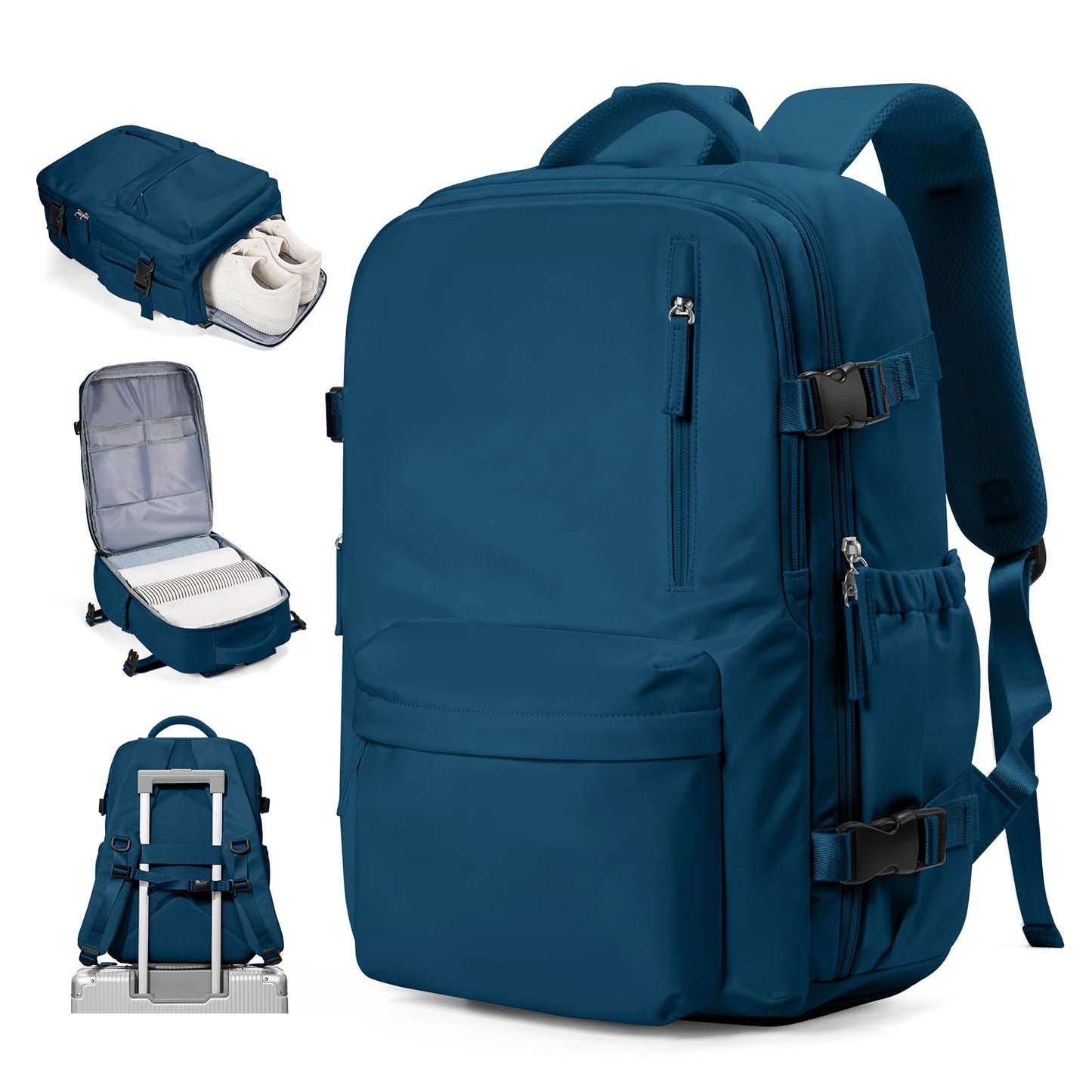 VECAVE Carry On Backpack for Women, Airline Approved Large Travel Backpack Flight Approved, Waterproof 14 Inch Laptop Backpack Business Work Backpacks Bag Men Mochila De Viaje JewelBlue.