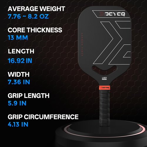 DGYGQ Pickleball Paddles, Carbon Fiber Pickleball Paddle with a 13mm Polypropylene Honeycomb Core, Increased Power for Ultimate Spin & Consistency