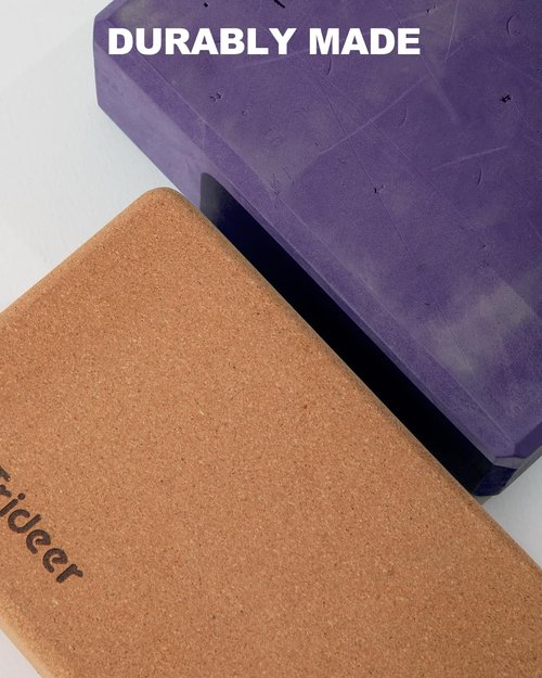 Trideer Cork Yoga Blocks, 2 Pack Natural Cork Blocks, High Density with Non Slip Surface, Eco-Friendly Accessories and Ideal for Yoga, Pilates, Stretching