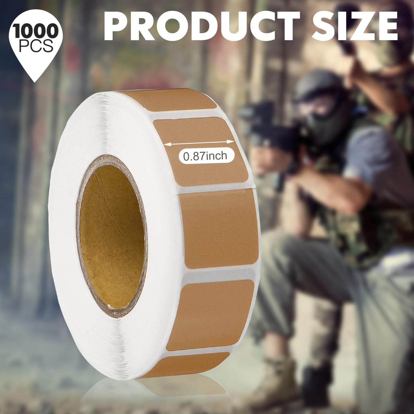 Fuutreo 3000 Pcs Cardboard Target Pasters Self Adhesive Target Stickers 0.87 Inch Square Labels for Pistol Shooting Range Practice, 1000 Per Roll, 3 Rolls(Brown)