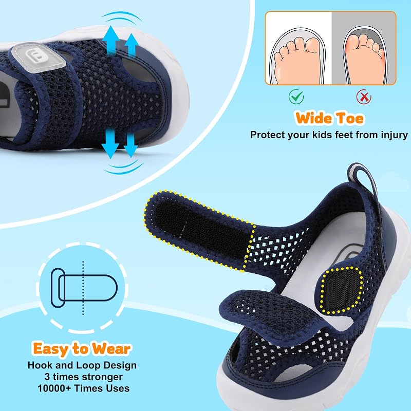 Variation: Navyblue+6 Wide Toddler Water Shoes - Lightweight Quick-Dry Beach Sandals
