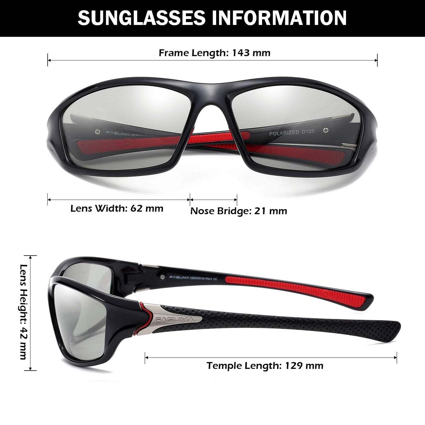 FAGUMA Sports Polarized Sunglasses For Men Cycling Driving Fishing UV400 Protection