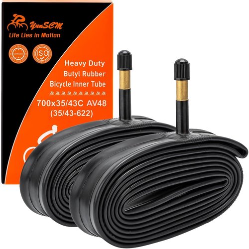 700C Heavy Duty Bike Tubes 700x35C/38C/40C/43C AV48 Schrader Valve (35/43-622) 700C Bicycle Inner Tubes Compatible with 700x35C 700x36C 700x37C 700x38C 700x40C 700x42C 700x43C Bike Tire Tubes 2-PCS