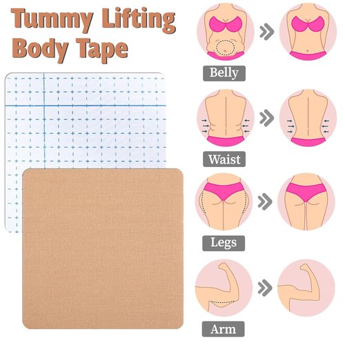 Huaerle 50 Pcs Thigh Lift Tape Instalift Tape for Legs Invisible Patch Elastic Anti Chafing Tape for Inner Thigh Sagging Loose Skin Flat Stomach Back Fat Belly, 4.7 x 4.7inch