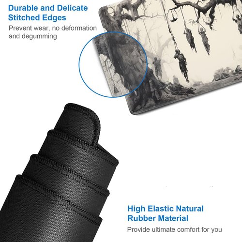for MTG Playmat + Drawstring Travel Pouch + 6 Dice Counter, for Tabletop Trading Card Game Playmats or Large Mouse Pad, Anti-Slip Rubber 24 x 14 in, Tree of Death, Skeleton for TCG Playmat