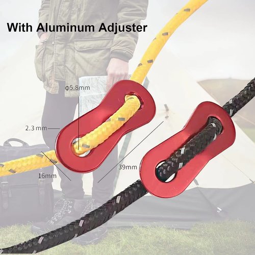 Smithok 8 Pack 4mm Guy Lines Ultralight Tent Cords with Aluminum Adjuster Tensioner Outdoor Camping Guylines Ropes for Tent Tarp,Climbing,Hiking Backpacking (Army-Green)
