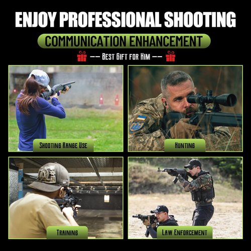 ZOHAN Rechargeable Electronic Sound Suppression, with 4X Sound Amplification, Hearing Protection Earbuds for Shooting, Independent Volume Control, 3 Sizes Ear Plugs