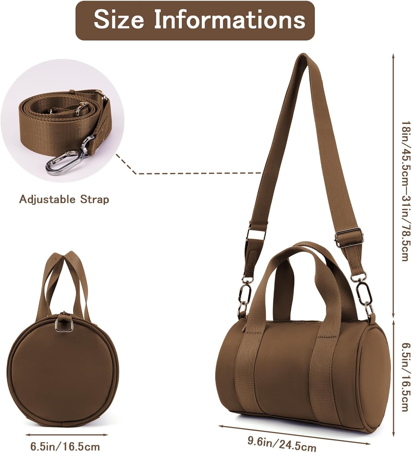 IBEE Small Gym Bag for Women Mini Duffel Bag for Travel Waterproof Workout Crossbody Bags Elastic Fabric Barrel Purse for Sports Fitness Yoga Cute Lightweight