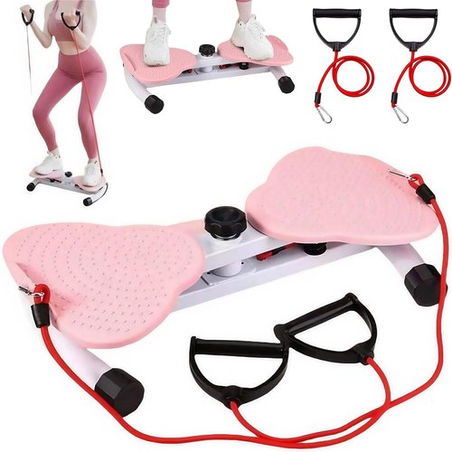 Waist Twister, Waist Twister Ab Machine with 300 lbs Weight Capacity Anti-Slip Twist Board, Noiseless Ab Twister Machine with Resistance Bands, Waist Sculptor for Home Gym Exercise (Pink)