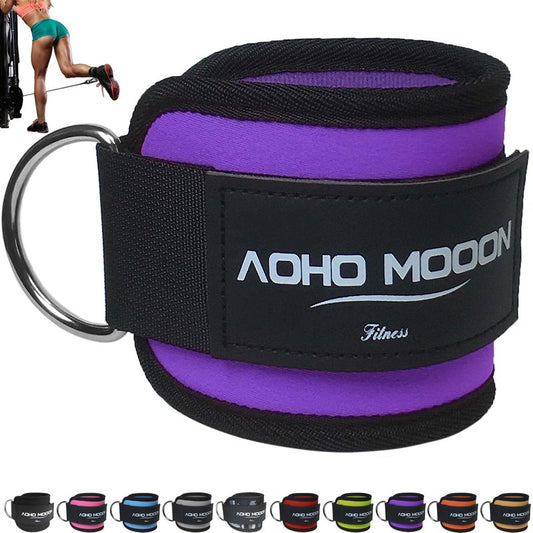AOHO MOOON Comfortable Adjustable Ankle Straps for Cable Machines Women, Gym Workout Leg Strap, Ankle Cuffs for Glute Workouts, Foot Straps for Kickback, One Size Fit All(Single, Purple)