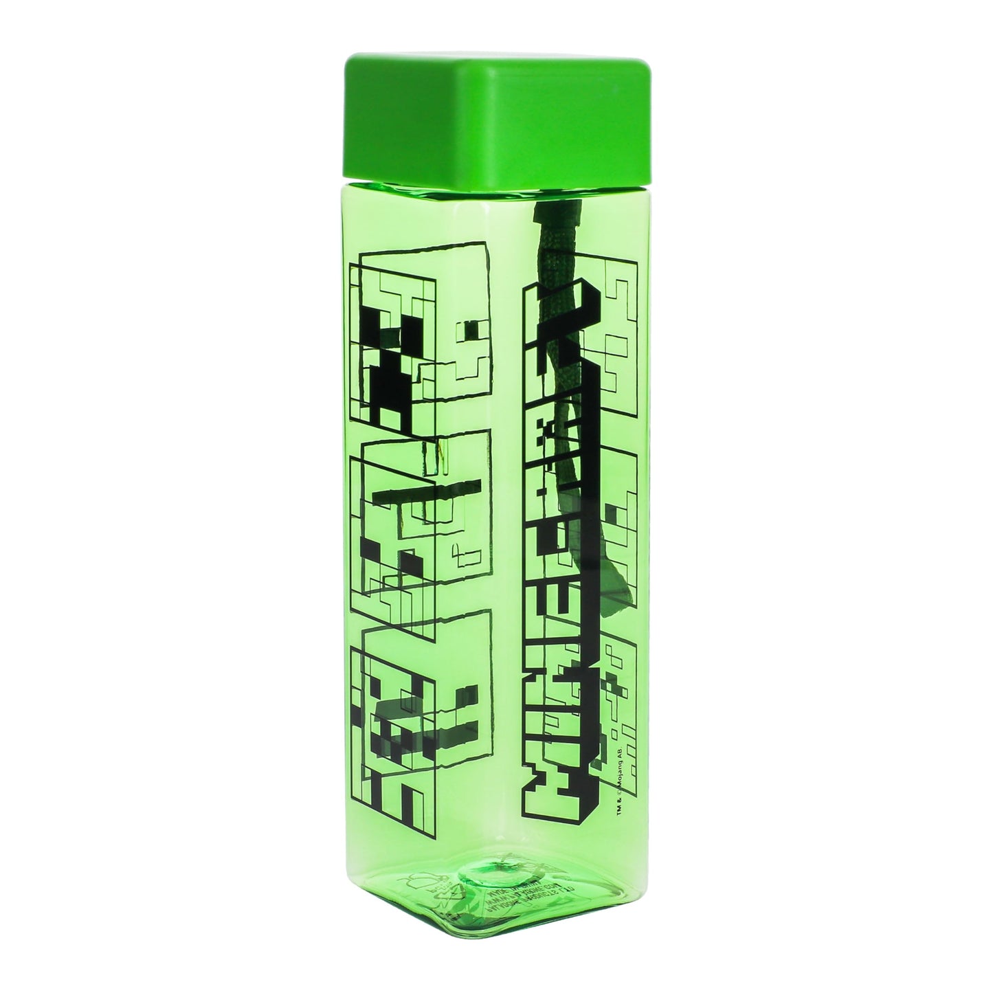 Minecraft Square Travel Plastic Water Bottle With Wrist Strap | 500ml (17 fl oz)