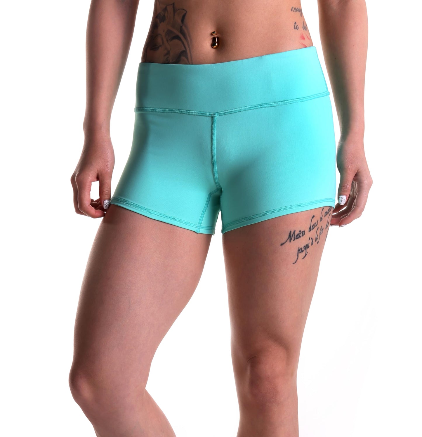 Tough Mode Women's 3" Athletic Workout Volleyball Running WOD Compression Shorts Seafoam Green