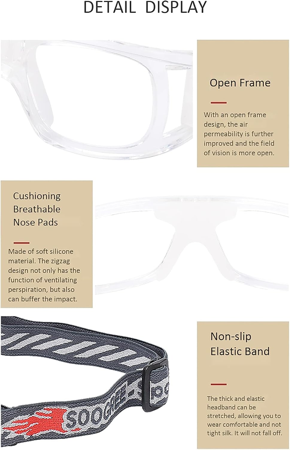 "N/A" Sports Goggles Glasses Men Racquetball Basketball Football Eyewear Protective Glasses Shock Collision Lens Replaceable