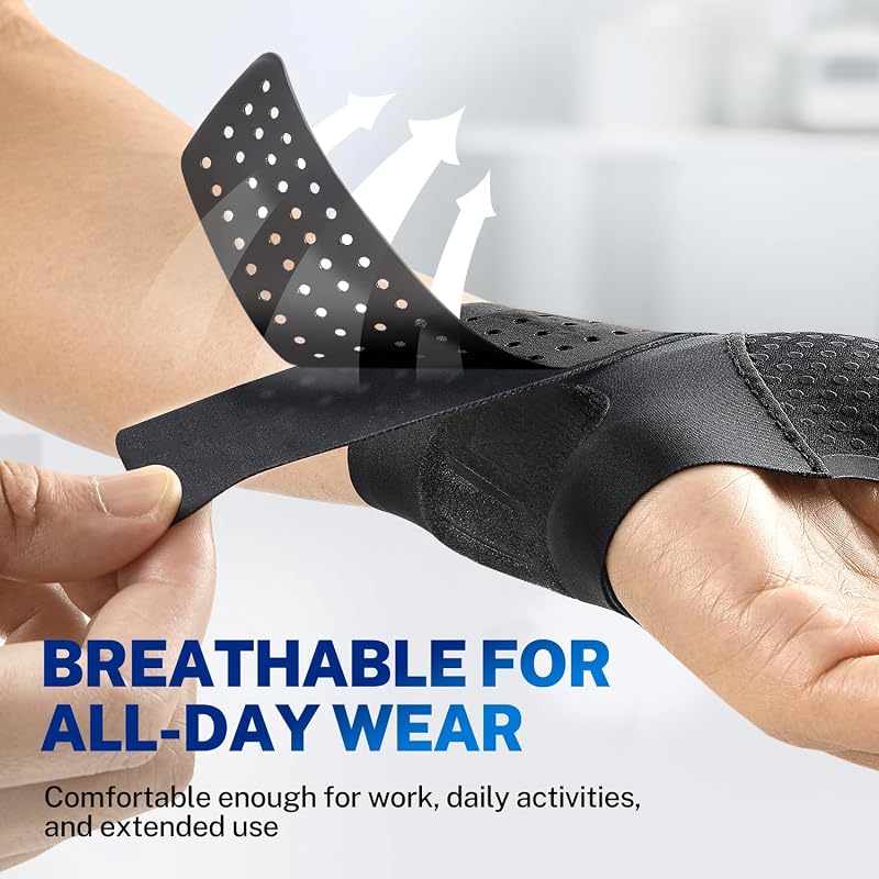 Fitomo Ultra Thin Carpal Tunnel Wrist Brace - Black, L/XL (All-Day Wear)