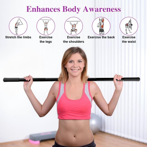 CROWATTS 5ft Yoga Stick - Sturdy Steel Adjustable Stretching Stick for Mobility, Flexibility & Balance | Non-Slip Ends & Foam Handles | Exercise Pole for Fitness, Physical Therapy, Posture Correction