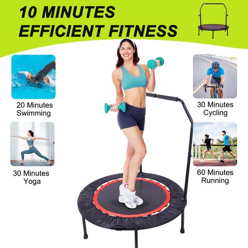 40?™â€?Mini Trampoline for Adults 400LBS Weight Capacity with Safety Pad Exercise Rebounder Trampoline for Indoor/Outdoor Workout