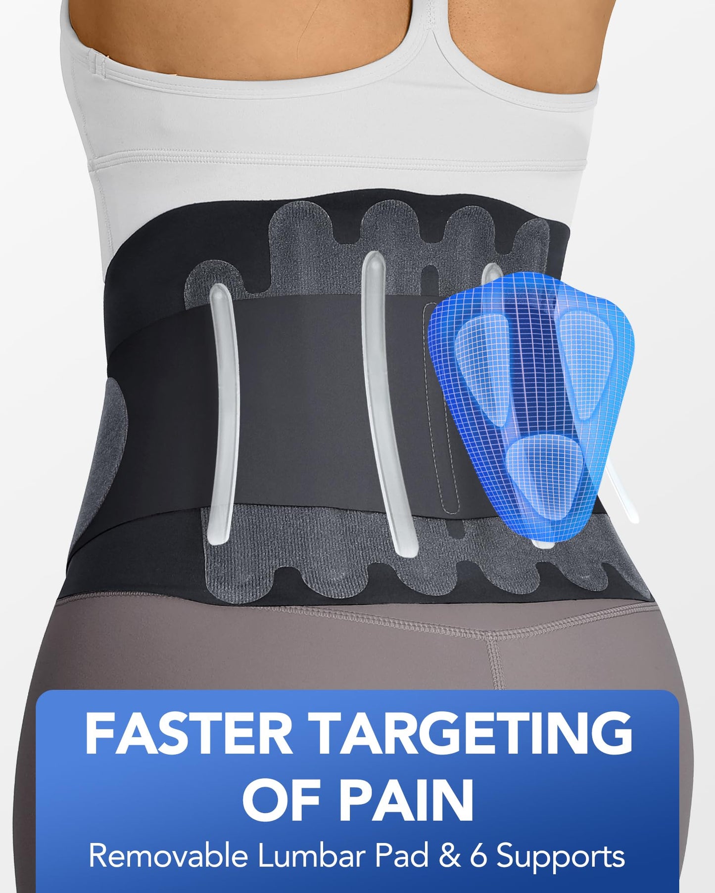 Fitomo 0.5mm Ultra Thin Back Brace for Women Men, 3D Lumbar Pad, Seamless Yoga Fabric, Lightweight Back Brace for Lower Back Pain Relief, Sciatica, Posture, Lifting, Wearg Under Clothes, Black, XL