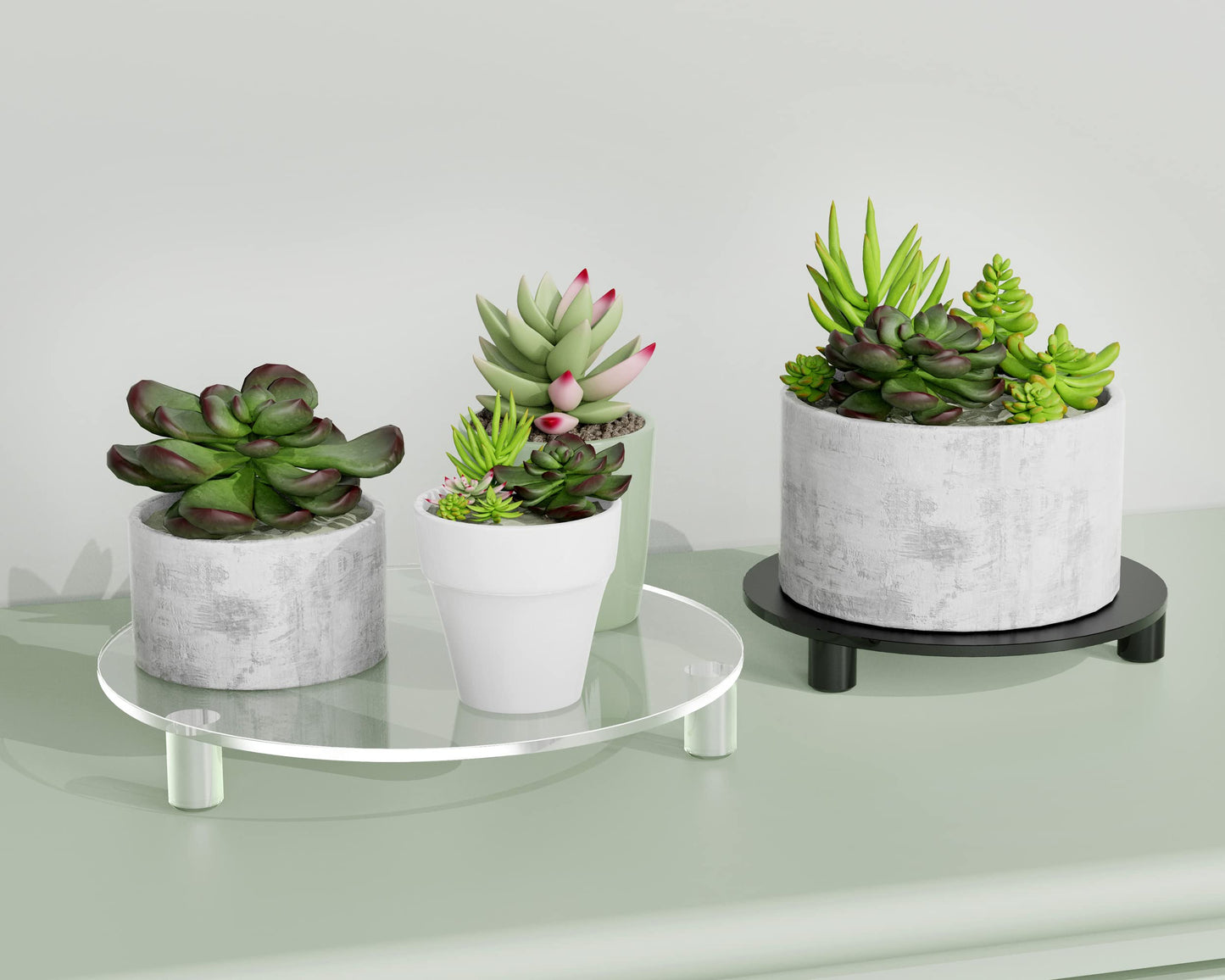 HEMYLU Acrylic Risers for Décor, 10 Inch Round Clear Pedestal Stand for Indoor Plant Holder, Decorative Modern Acrylic Tray for Bathroom, Counter and Home, 10-inch Clear