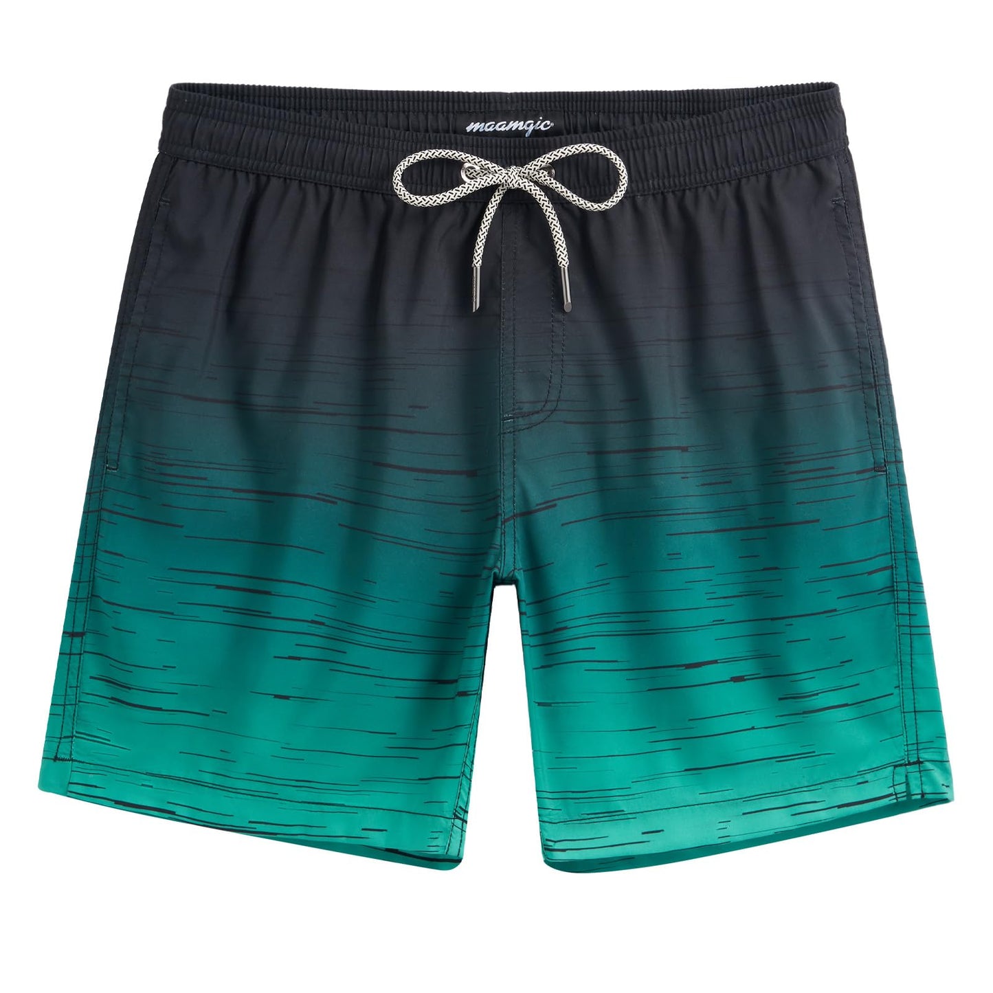 maamgic Mens Swim Trunks Quick Dry Swim Shorts with Mesh Lining Funny Swimwear Bathing Suits 7inch Black-Green Small