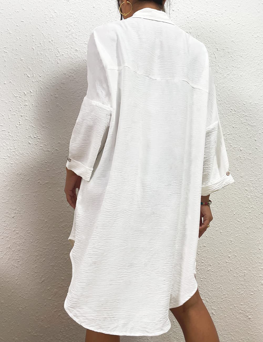 Bsubseach Womens Modern Swimsuit Cover Up Blouse Button Down Shirt Dresses Tops