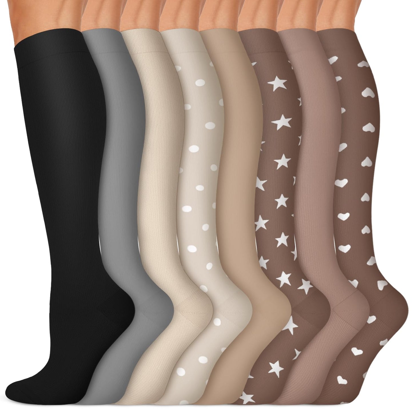 Copper Compression Socks 15-20 mmHg for Men & Women 8 Pairs – Circulation Support for Nurses, Travel, Running, Hiking, Soccer,Gift,Pregnant, Nurses(L/XL)