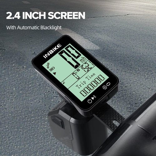 INBIKE GPS Wireless Bike Computer with Mount, IPX7 Waterproof Bike Speedometer, 2.4 LCD Cycling Computer with Automatic Backlight
