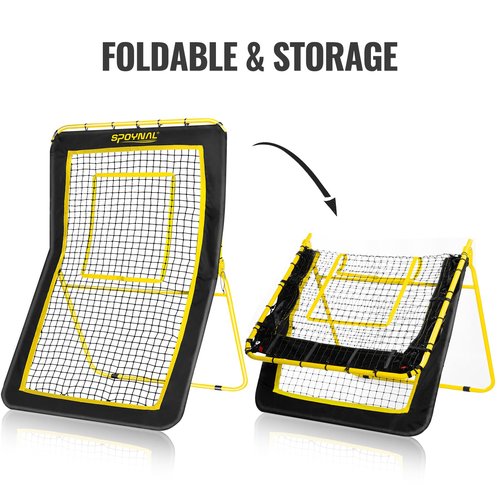 Lacrosse Rebounder - 5-Angle Adjustable Backyard Sports Net for Lacrosse, Soccer & Baseball - 4x7ft Volleyball Rebounder Net, Lacrosse Rebound for Backyard with Target Strip, Solo Drills