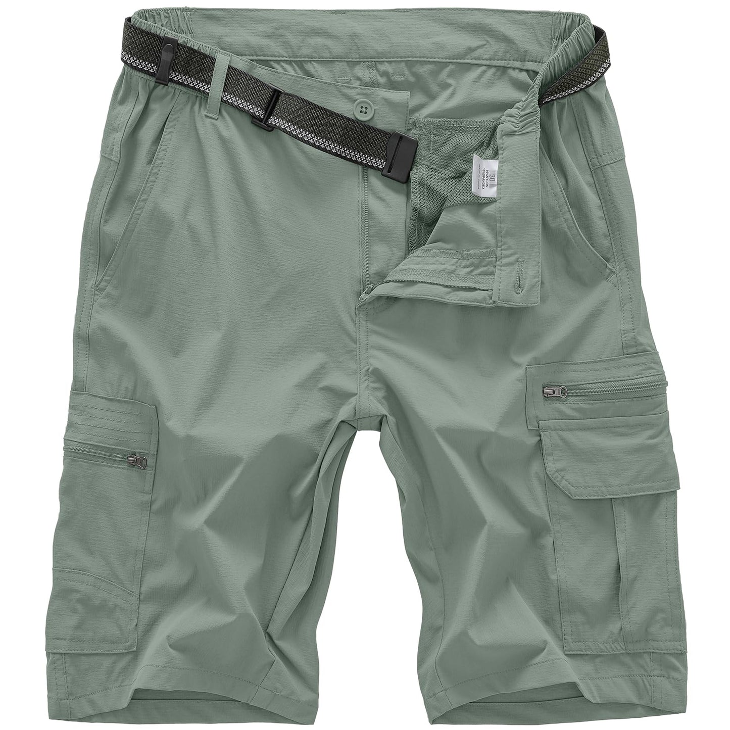 Jessie Kidden Mens Outdoor Casual Expandable Waist Lightweight Water Resistant Quick Dry Fishing Hiking Shorts (6222 Green Sage 44)