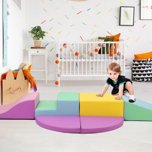GarveeLife Soft Climbing Indoor Set, Foam Climbing Blocks for Toddlers, Waterproof Toddler Climbing Toys, Baby Jungle Gym Indoor Lightweight, Easy to Clean Foam Play Gym 6PCS