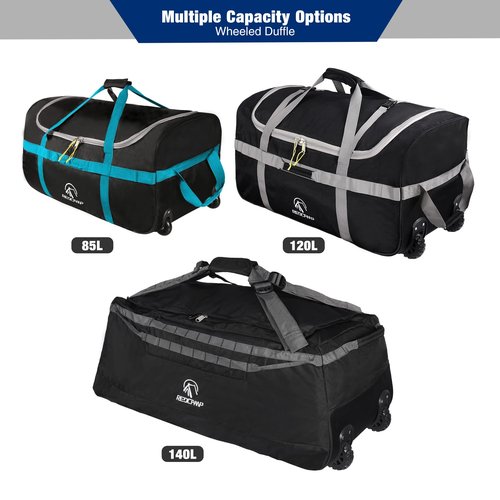 REDCAMP Foldable Duffle Bag with Wheels, 140l Black