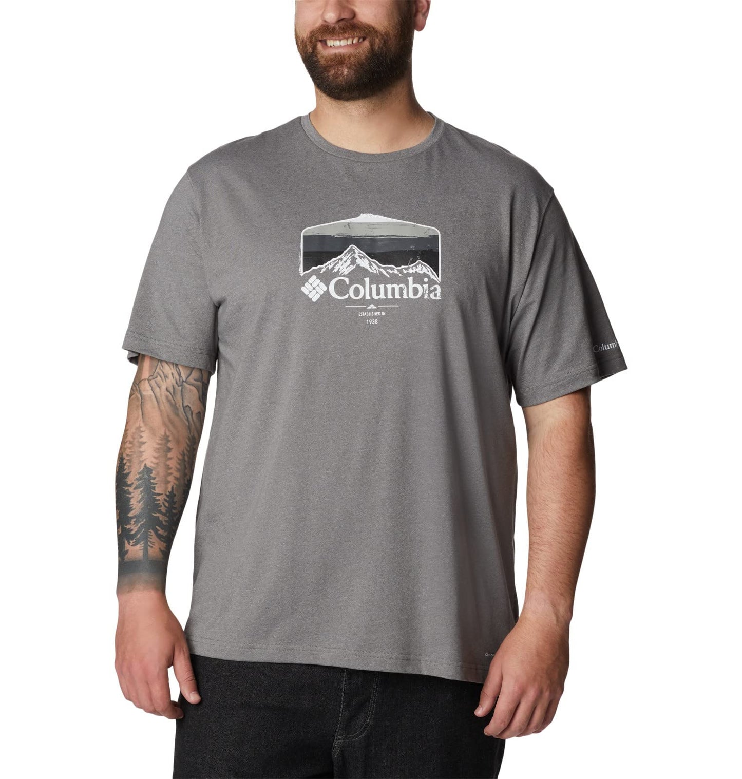 Columbia Men's Thistletown Hills Graphic Short Sleeve, City Grey Heather/Hikers Graphic, 5X Big