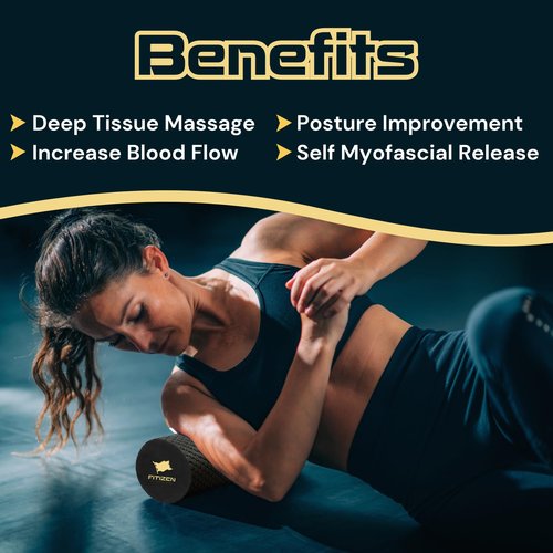Fitizen Foam Roller - Mini - 12 x 4 inches - Muscle Massage Rehab Stiff Back Pain Physical Therapy Deep Tissue Firm Exercise Equipment Home Gym Stress Yoga Pilates for The Fit Citizen by FitNation