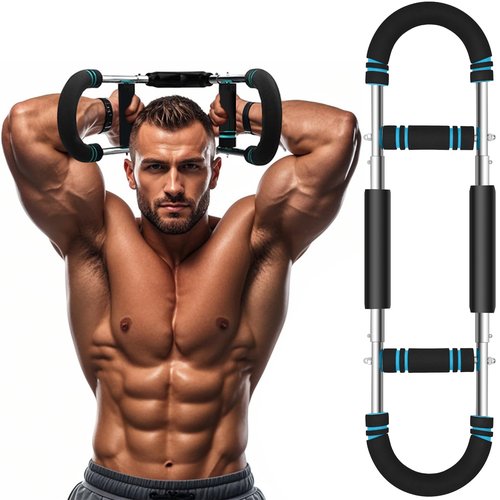 Twister Arm Exerciser, 66-110lb Adjustable Bar, Chest Shoulder Arm Workout Equipment, Portable Detachable Upper Body Fitness Machine for Home & Gym