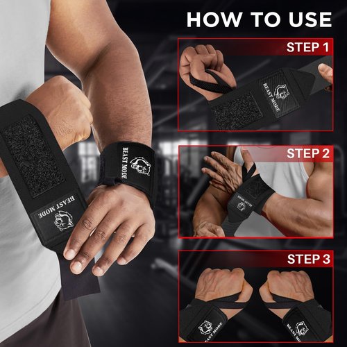 TECEUM Weightlifting Wrist Wraps with Thumb Loop – Black – Arms on Fire – 18 inch – Heavy-Duty Workout Wrist Support & Protection – Ideal for Powerlifting, Strength Training, Bodybuilding