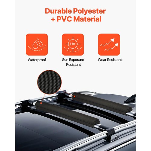 Happybuy Cushioned Roof Rack Pads, 28" Universal Vehicle Roof Rack Pads for Various Crossbars, 88LBS Weight Capacity Luggage Kayak Holder with 2 Straps & Velcros for SUPs, Canoes, Snowboards