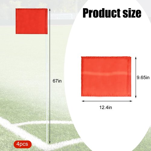 SAWHOX Soccer Corner Flags, Set of 10 67-Inch Football Field Corner Flags & Agility Poles for Soccer, Rugby, and Field Hockey