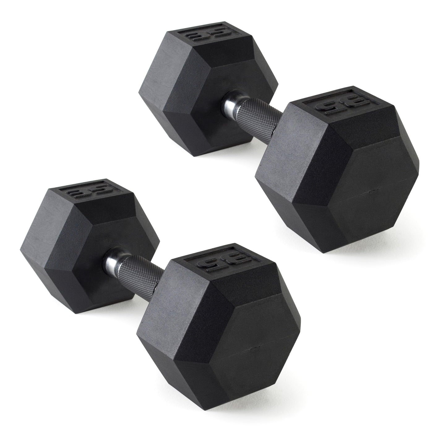 CAP 35 LB Rubber Coated Hex Dumbbell Weight, Rubber Free Weights for Home Gym Strength Training, Comfort Grip Handle, Pair