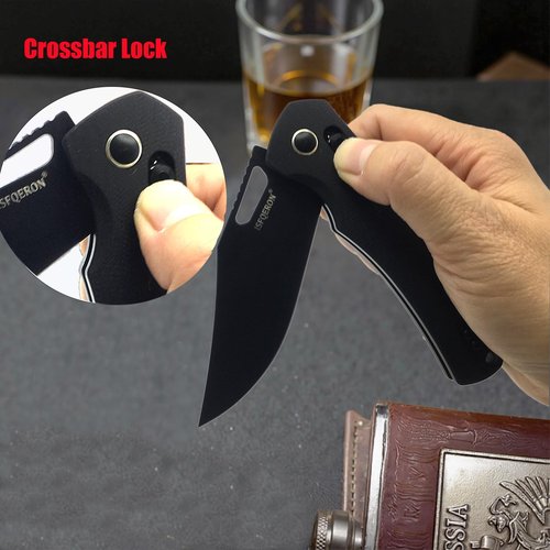 ISFQERON Light Folding Pocket Knife - 3.31" 14C28N Steel Blade & G10, EDC Knife with Clip for Men & Women | Camping Survival Hiking Knives with Safety Lock (59-60HRC)