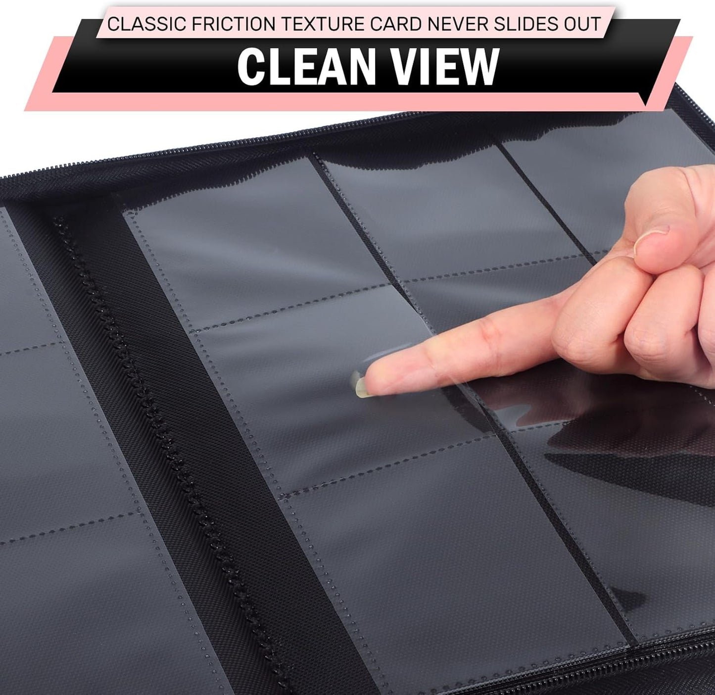 12 Pocket Card Binder, Zipper Trading Card Binder, 720 Large Capacity Side Loading Non-Ring Card Album, Double Sided Acid-Free Card Protector Binder, Card Collection for TCG, MTG, Sport Card, Pink