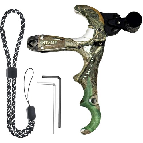 sntxmy Bow Release for Compound Bow 360° Rotatable Thumb Release for Compound Bow Archery Trigger Release (CAMO)